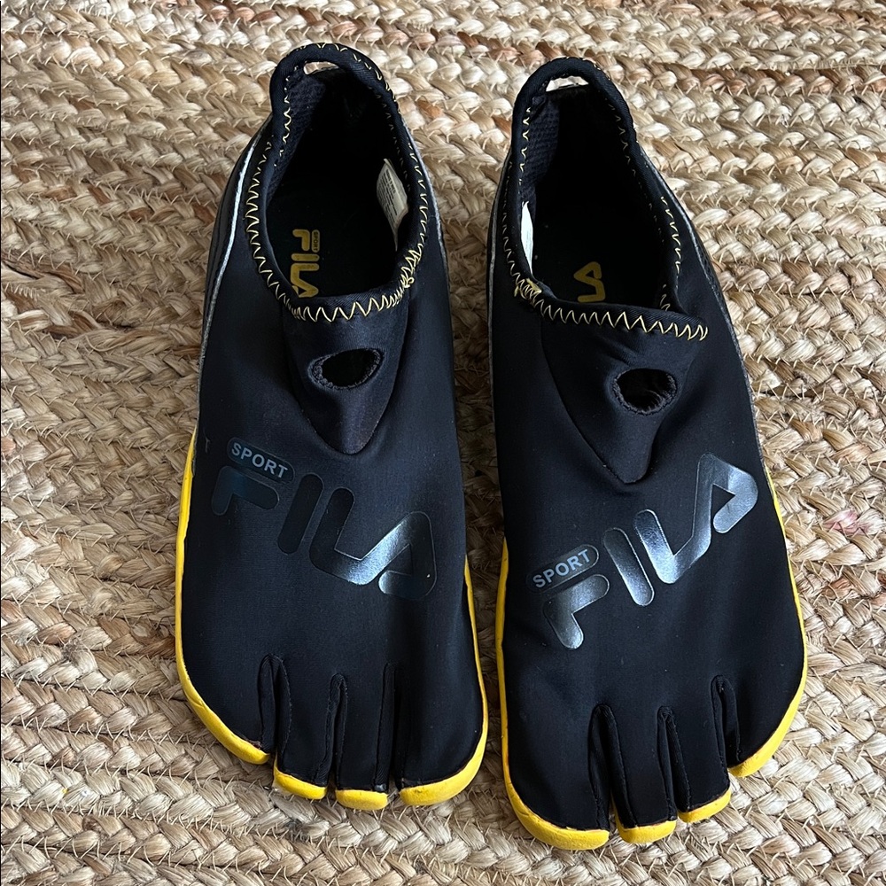 Fila Black and Yellow Athletic Shoes